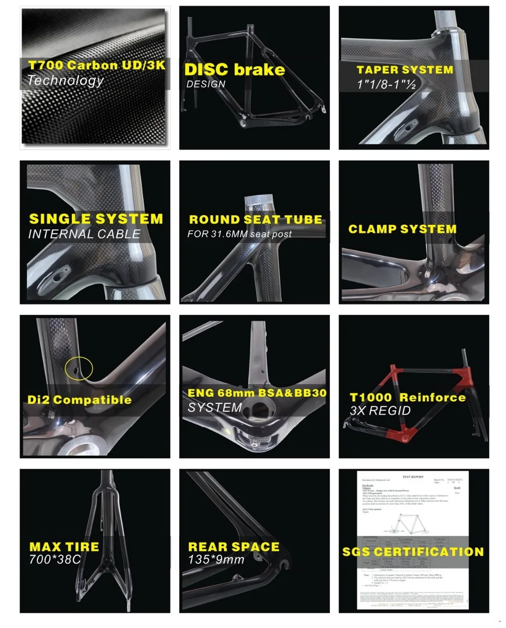 Best MIRACLE Toray t700 Carbon CycloCross di2&mechanical Disc Cyclocross carbon bike frame 50cm tapered tube Full Carbon bikes 2 Best MIRACLE Toray t700 Carbon CycloCross di2&mechanical Disc Cyclocross carbon bike frame 50cm tapered tube Full Carbon bikes 2