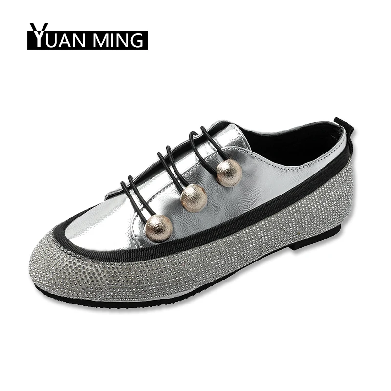 

YUANMING Women Casual Shoes Women Flats Spring Autumn Summer Female Shoes Lace Up PU Leather Comfortable Fashion for Women Shoes