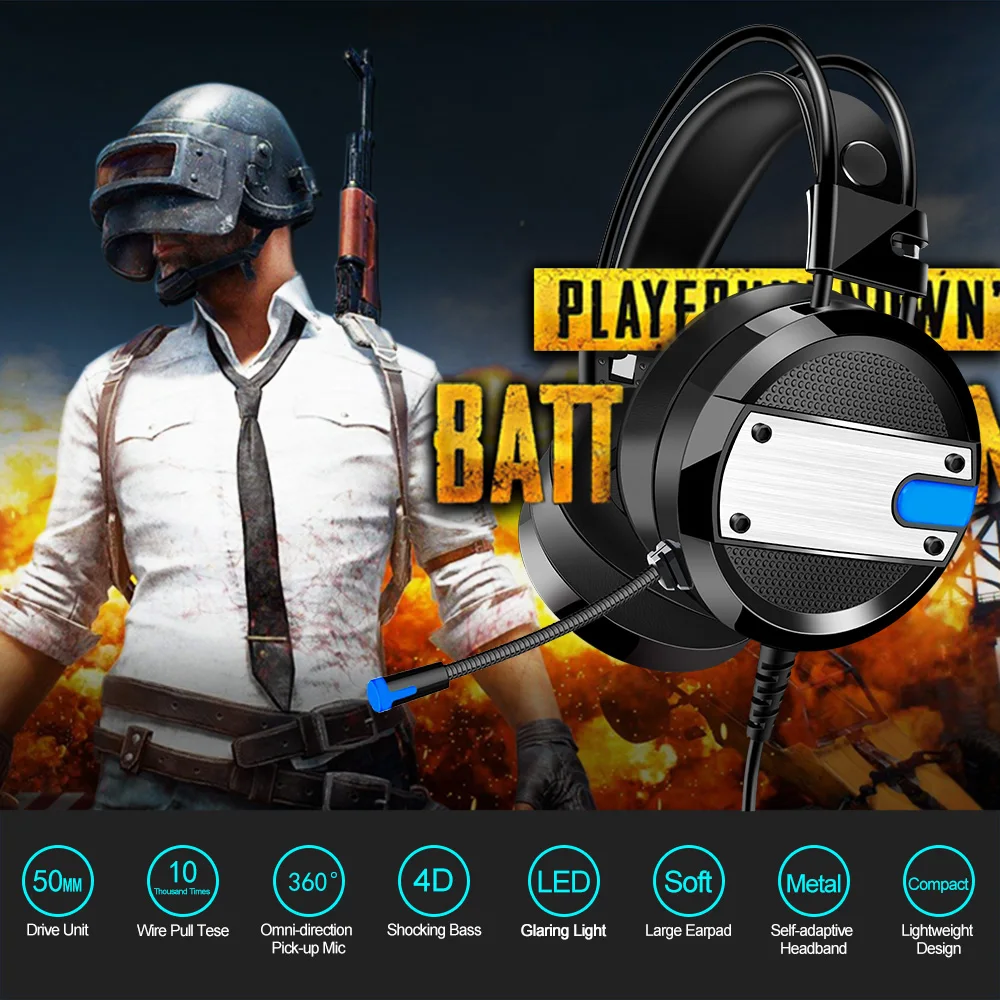 Новая Проводная игровая гарнитура глубокие басы Игровые наушники компьютерные с