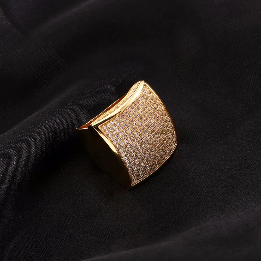 Для мужчин s кольцо в стиле хип хоп ААА + CZ камень Bling лед из золота Цвет Медь