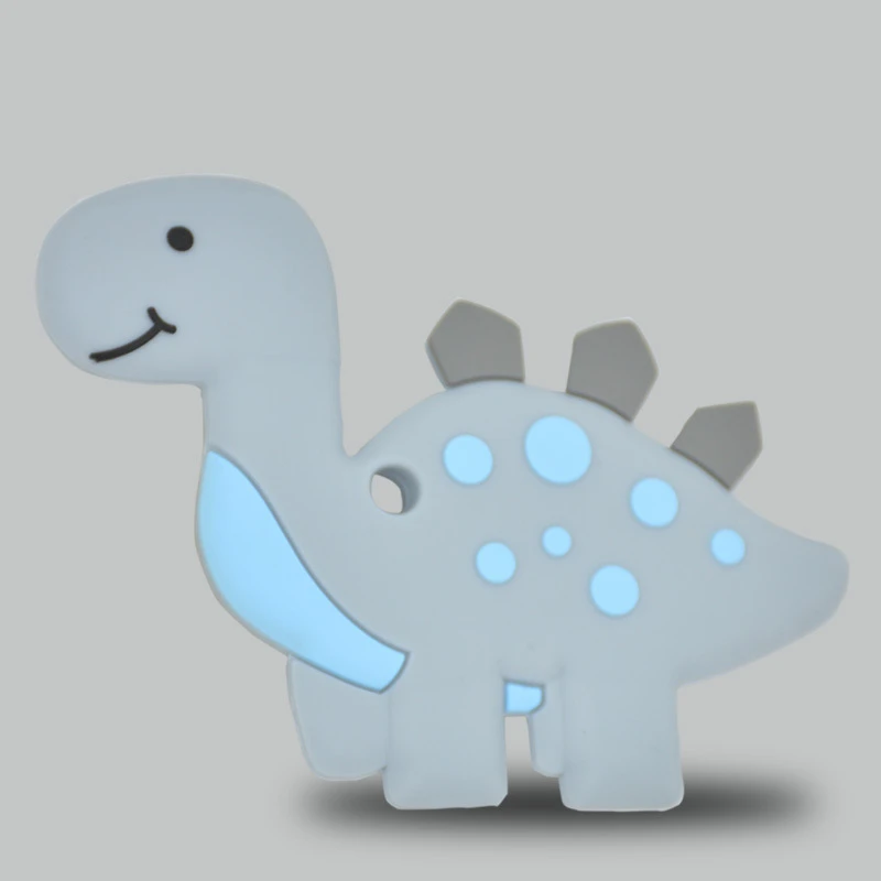 Безопасный мультфильм детские трофеи BPA бесплатно Милые Животные Динозавр младенец изготовленное вручную кольцо Прорезыватель малыша силиконовые жевательные Подвески Дети Прорезыватель игрушки - Цвет: Gray1