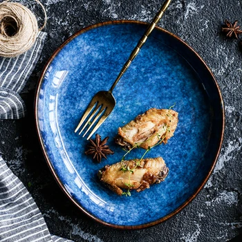 

1PC NIMITIME European Style Irregular Thickened Large Ceramic Plate Snack BreakfastPlate Dish Home Dinner Plates Tableware