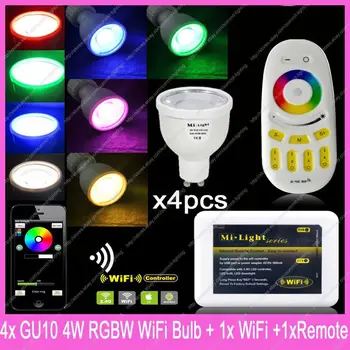 

2.4G Wireless GU10 Mi.Light 5W RGBCW RGBWW LED Bulb Lamp AC85-265V WiFi Compatible 4-Zone 2.4G Wireless Touch Remote Control