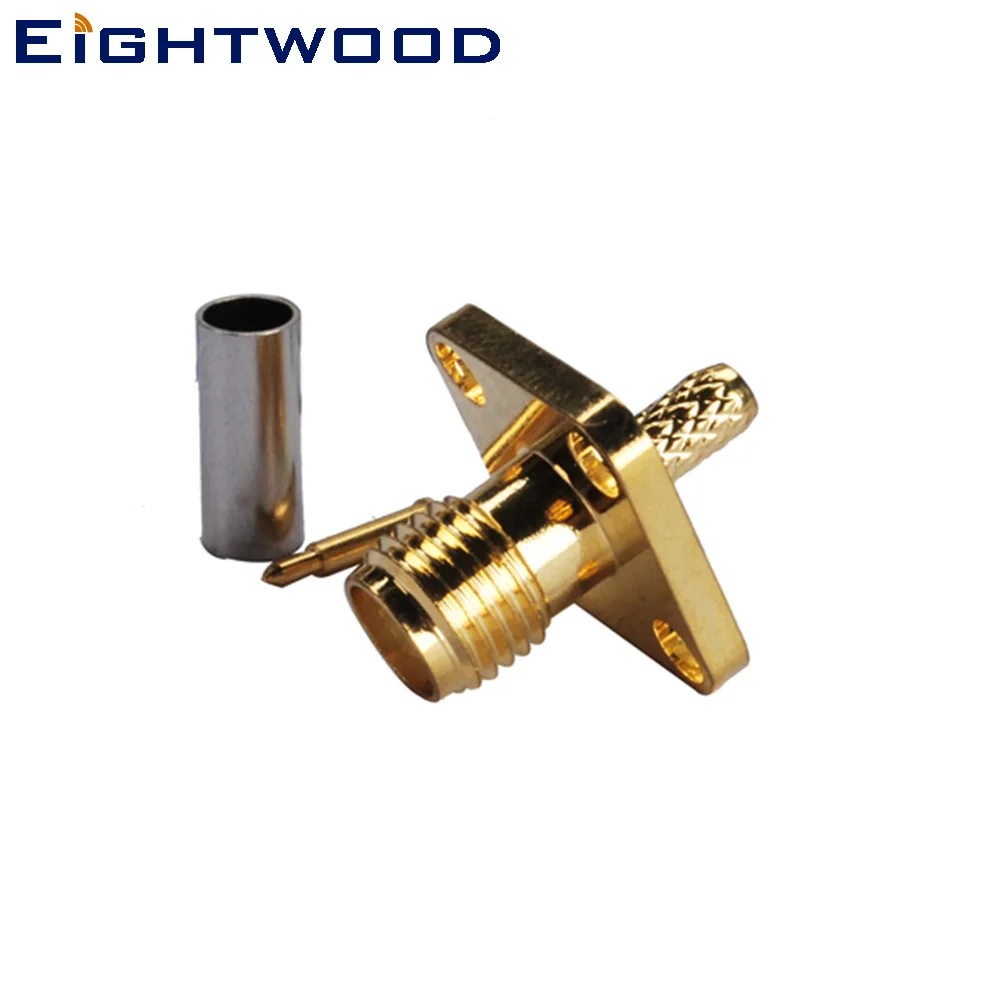 Eightwwood 5 шт. RP SMA штекер Женский RF коаксиальный разъем адаптер 4 Отверстия Фланец
