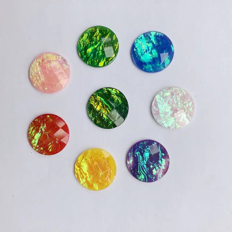 

Bling DIY 16mm Opal Resin Round Rhinestones Sibo paper interlayer Cabochons for hand-made make Beaded 15pcs -A43