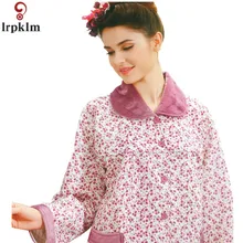 2017 winter ladies pajamas large size autumn winter new cotton suit pajamas thickening three warm printing ladies home service