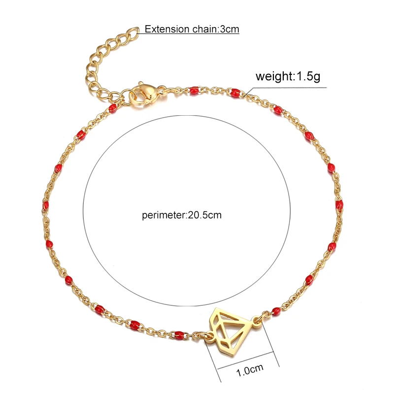 Fashion Colorful Stainless Steel Anklet Women's Beads Gold Pendant Barefoot Sandals Beach Bracelet Foot Jewelry Accessories