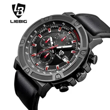 Fashion Men Sport Watch Multifunction Military Quartz Watches Sports Stopwatch Waterproof Luxury Wristwatch Xfcs LIEBIG 1014