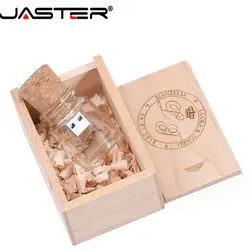 Jaster логотип индивидуальные стеклянные бутылки USB 2,0 + коробка флэш-накопитель Флешка 64 ГБ 32 ГБ 16 ГБ 4 ГБ карта памяти фотографии свадебные