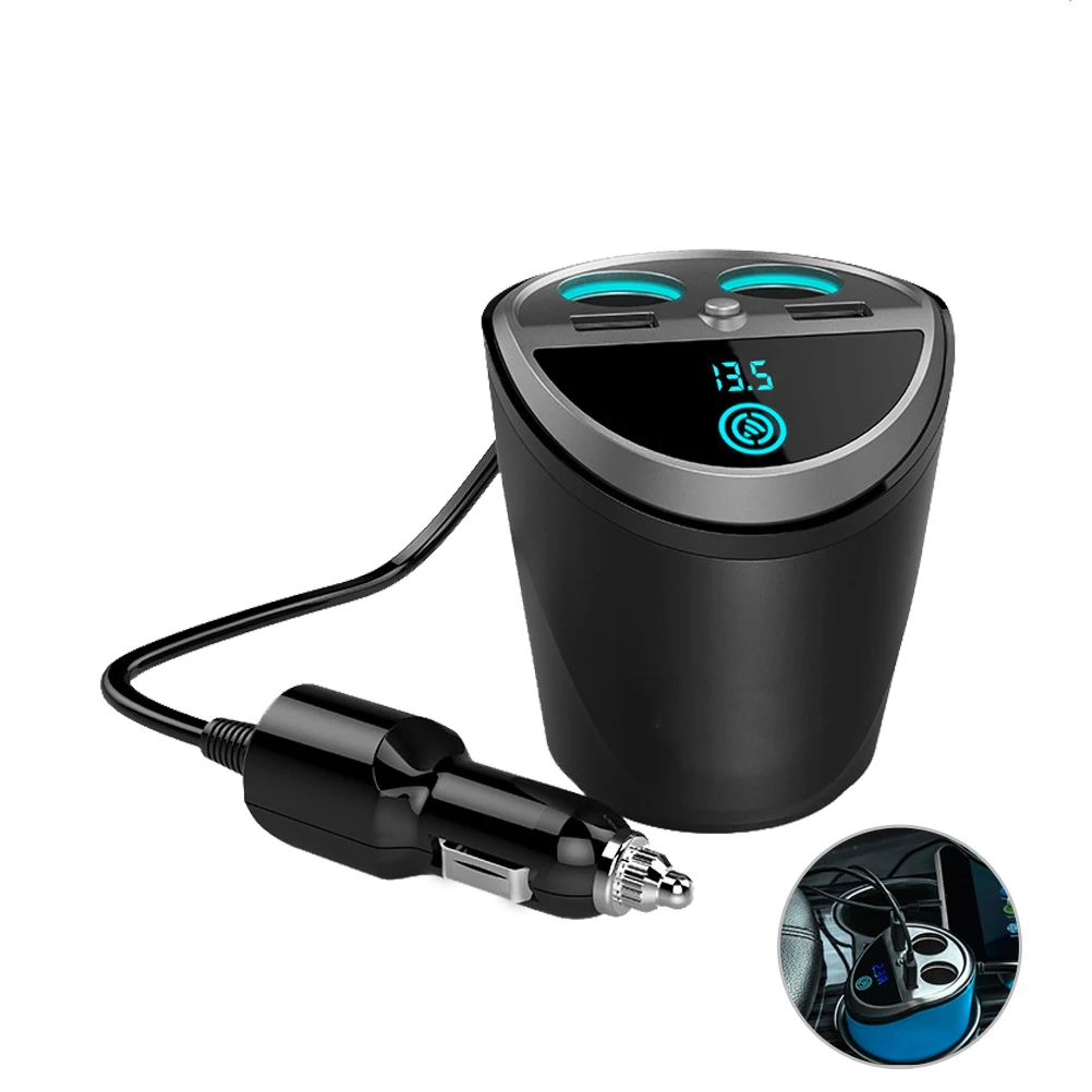 

Multifunction Auto Car Cigarette Lighter Dual USB Charger Adapter Cup Shaped for 12-24V Vehicles (Black)
