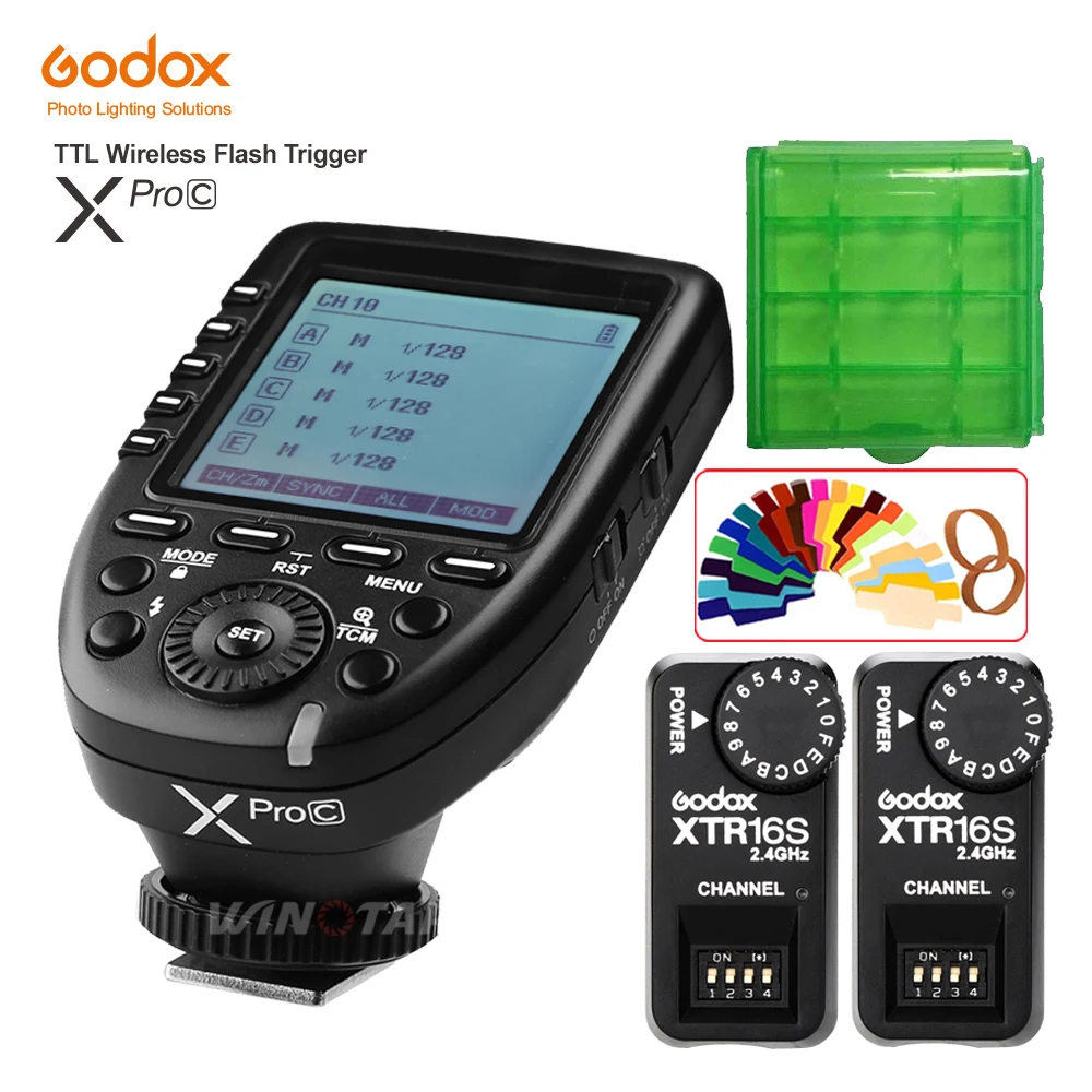 

Godox XPro-C Flash Trigger Transmitter E-TTL II 2.4G Wireless X System HSS+2pcs XTR-16S Receiver for Canon For VING V860C V850C