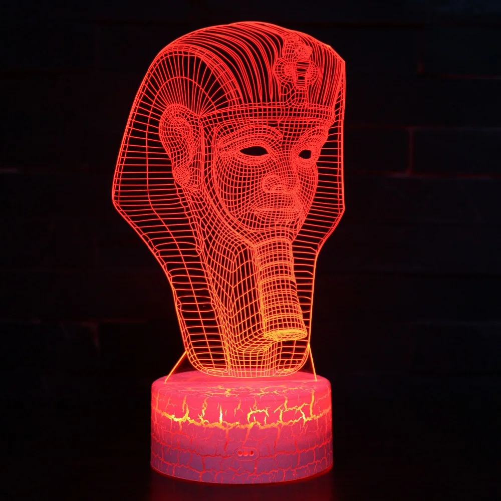 

3D Visual Egyptian Sphinx Pharaoh Tutankhamen LED Bulb Lamp Night Light Touch Remote RGB 7 Colors Changing Room Decoration Gift