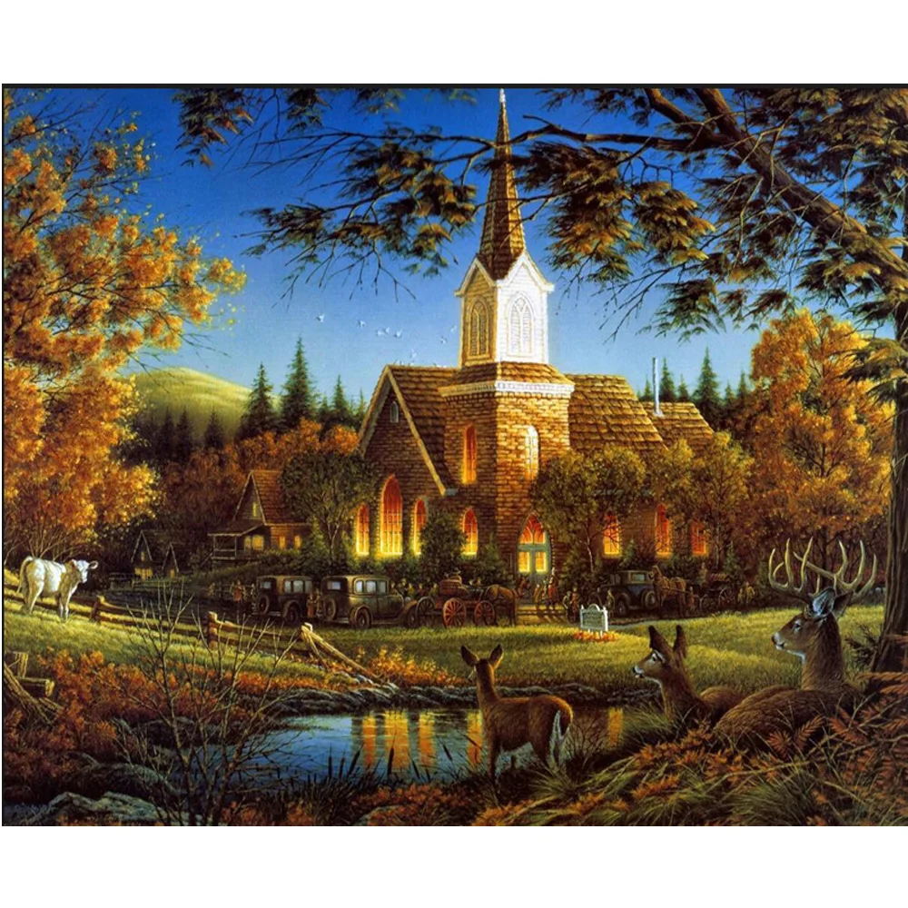 

DIY Diamond Embroidery scenery deer castle Diamond Painting Cross Stitch Diamond Mosaic Embroidery With Home Decoration H1503