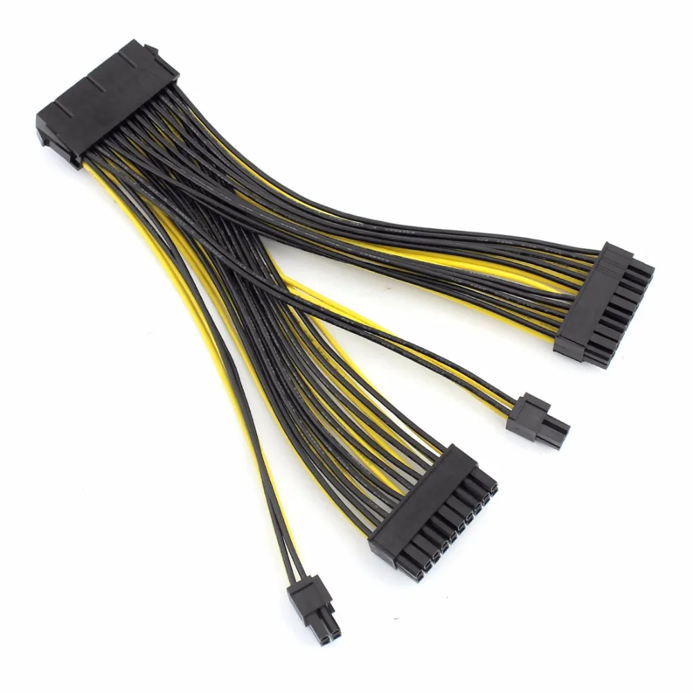 20+4Pin Dual PSU Power Supply Cable 24Pin ATX Motherboard Adapter Connector Extension Cables 18AWG Line for Mining Miner 20cm