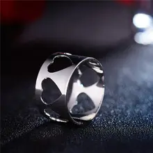 2019 nowych moda kolor srebrny miłość niewypełnione serce pierścień otwierający dla kobiet Punk Alloy Finger Rings prosta biżuteria Boho