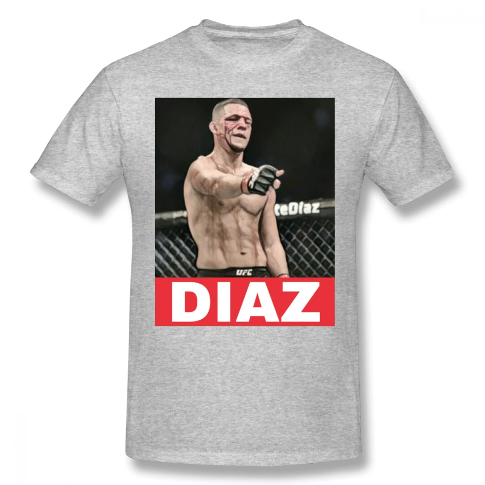 Awesome UFC MMA Fighter Nate Diaz футболка мужская с круглым вырезом и графическим принтом Camiseta футболка большого размера - Цвет: Серый