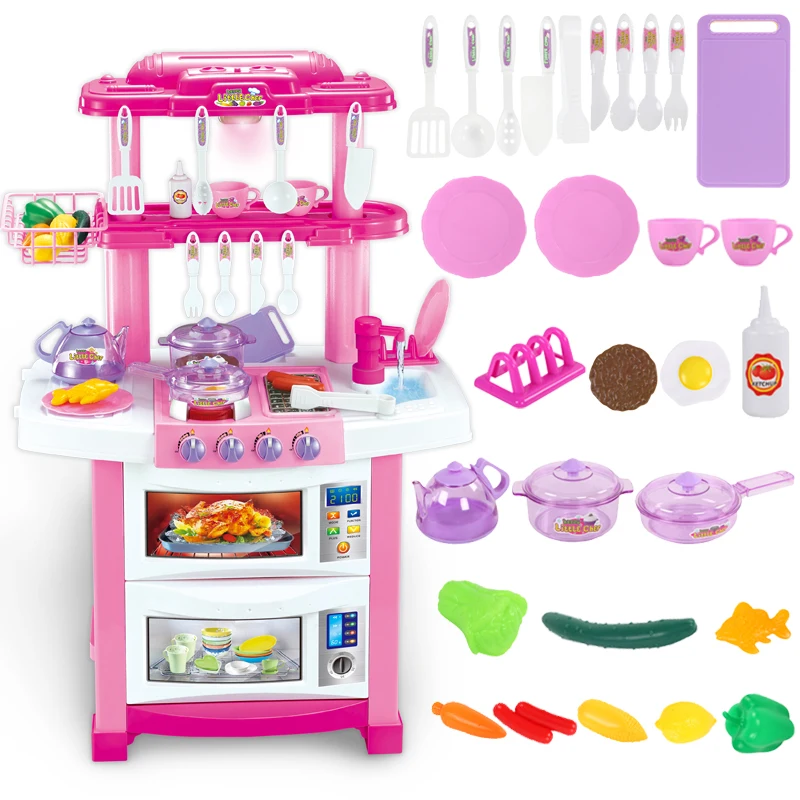 83cm Large Kitchen toys Plastic Light Simulation Cooker Kitchenware Food Sets Pretend Play