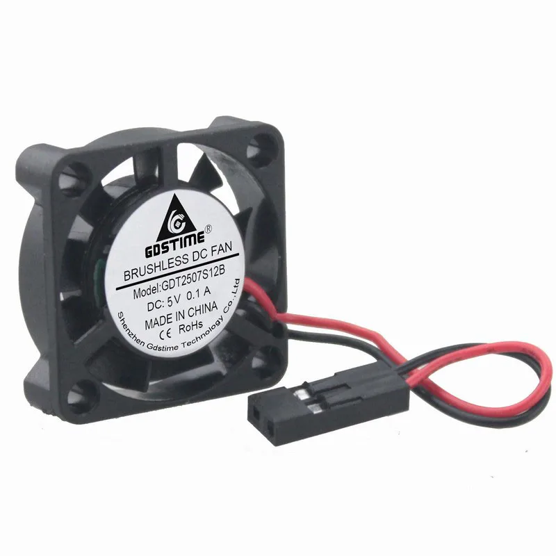 

Gdstime 2 Pieces 5V Dupont 25mm x 7mm Small Micro Blushless DC Cooling Fan 25x25x7mm Mini Heatsink Radiator 2507