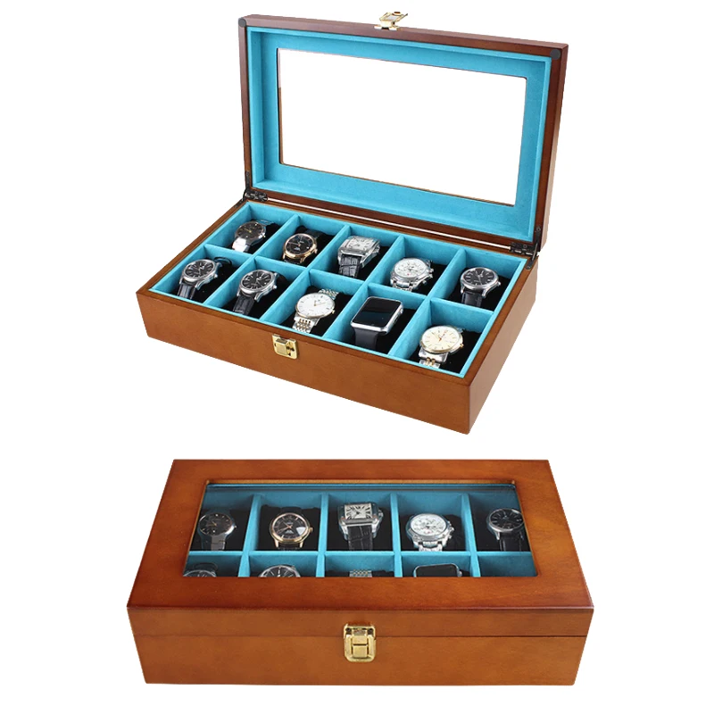 

2019 Luxury 10 Grids Handmade Wood Watch Box Wood Clock Box Watch Case Time Box for Watch Holding