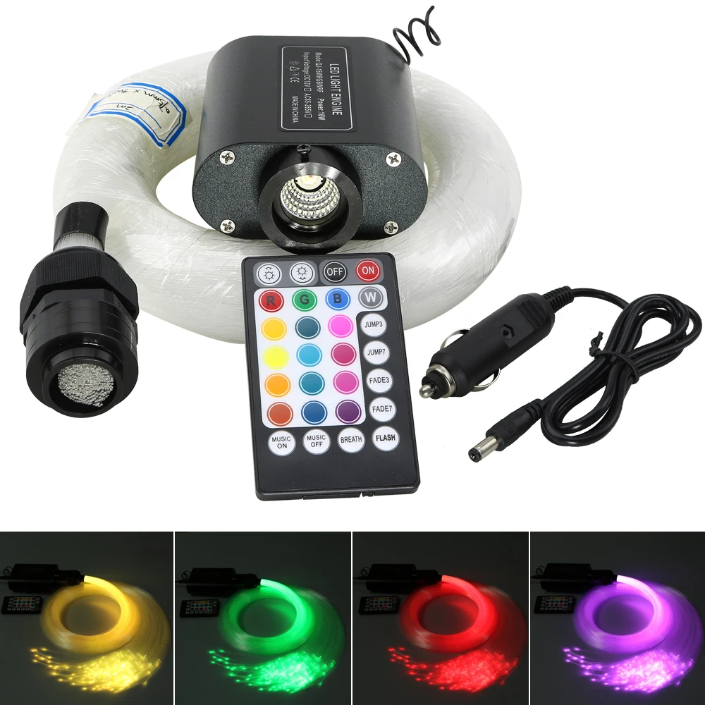 

Sound Active Car use 16W RGBW Fiber Optic Star Ceiling Lighting Kit 300pcs*0.75mm*3M optical fiber with 28Key Music Control