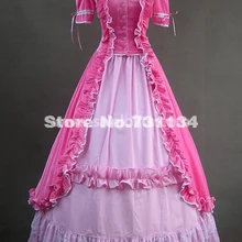 Модные розовые платья с короткими рукавами викторианская Лолита Принцесса Викторианский Бал Халаты Костюмы для женщин