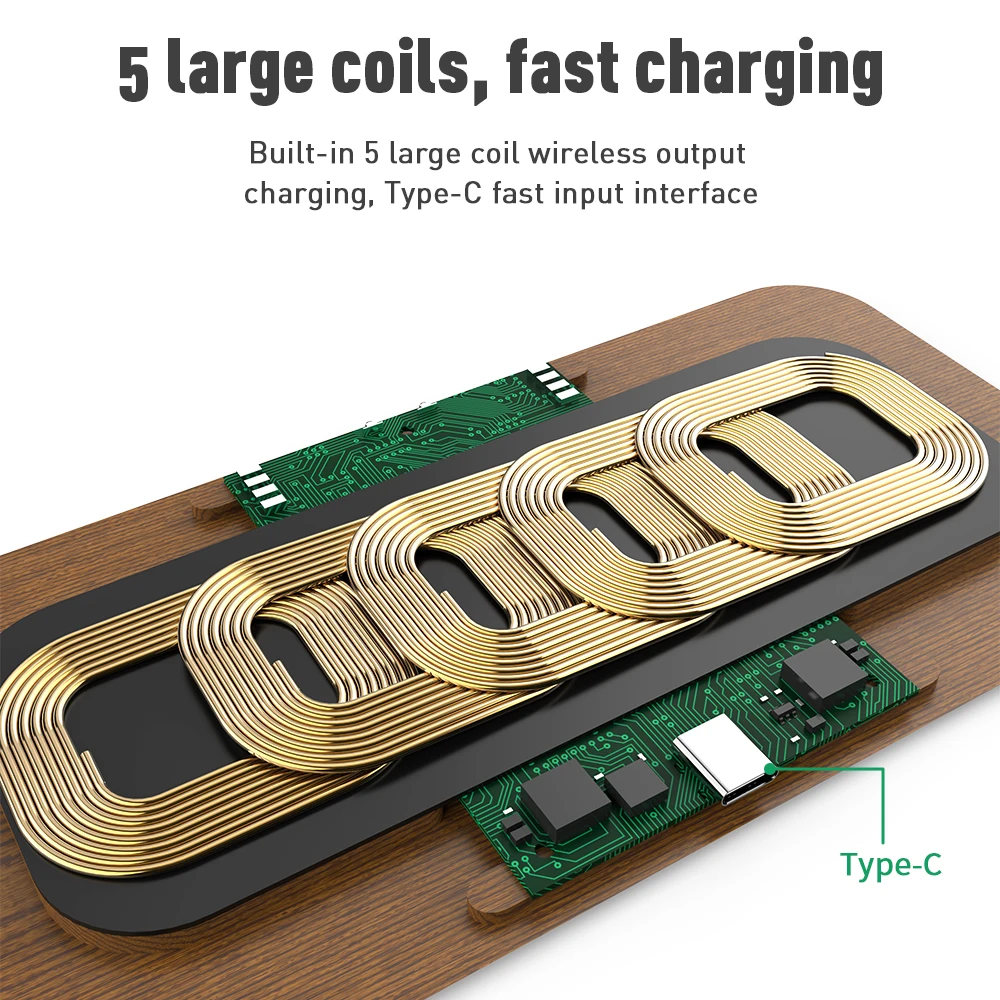KEYSION Dual Wireless Charger 5 Coils Qi Fast
