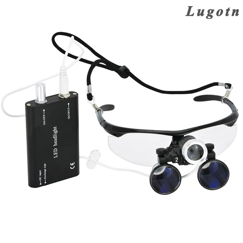 2 5X magnification binocular dental loupe with headlight led light antifog glasses medical magnifier surgery surgical