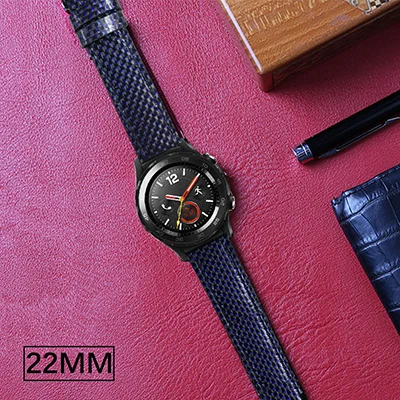 AKGLEADER для samsung Galaxy Watch 46 мм 42 м gear S3 S2 ремешок для часов из настоящего углеродного волокна Кожаный ремешок Huami Amazfit 2 наручный ремешок - Цвет ремешка: Blue