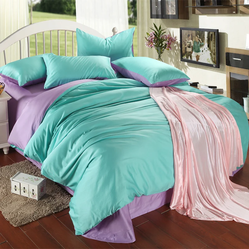 Bien Housse De Couette Lit King Size #5: Pourpre De Luxe Turquoise Ensemble De Literie King Size Bleu Vert Housse De Couette Feuille Double Bien Housse De Couette Lit King Size #5: Pourpre De Luxe Turquoise Ensemble De Literie King Size Bleu Vert Housse De Couette Feuille Double