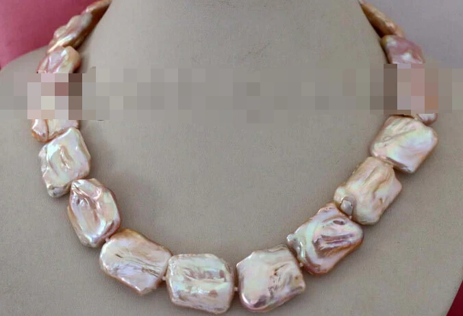 

Jew2454 Genuine Natural 20x22mm Pink Reborn Keshi Pearl Necklace 14KGP