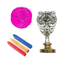 Подпись индивидуальная восковая печать комплект печатей рыба картина металлический Дракон ручка Винтаж Свадебные приглашения(Дракон Серебро