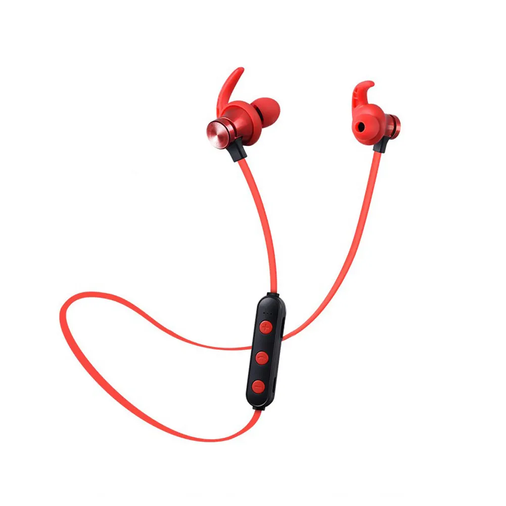 Красный Bluetooth 5,0 магнитные спортивные наушники с TF слотом для карт громкой связи для iPhone водонепроницаемые ушные крючки гарнитура аксессуары - Цвет: Красный