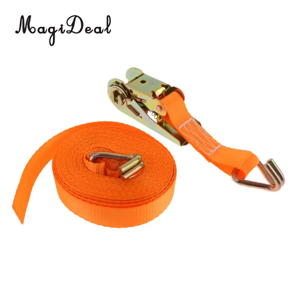 MagiDeal High Strength Orange Polyester 800KG Tie Down Trailer Lashing Ratchet Strap Webbing & Double J Hook Tow Kit Accessories