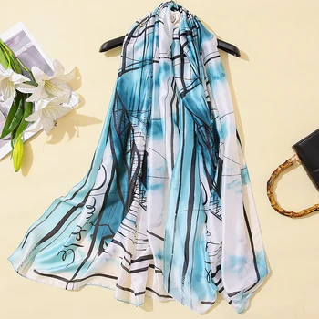 

2018 luxury brand Women Silk scarf Beach Shawl and Echarpe Luxurious Wrap Designer scarves Plus Size female beach stole bandana