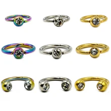 Showlove-1 шт хирургическая сталь CZ серьги с драгоценным камнями круглая штанга Подкова Кольцо уха хрящевая перегородка пирсинг носа ювелирные изделия для тела