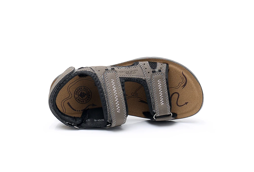 Apakowa Boys Open Toe Sports Sandals Children Hook and Loop Beach Sandals for Walking Running Water Shoes Navy Brown Grey 31-41 children's sandals near me