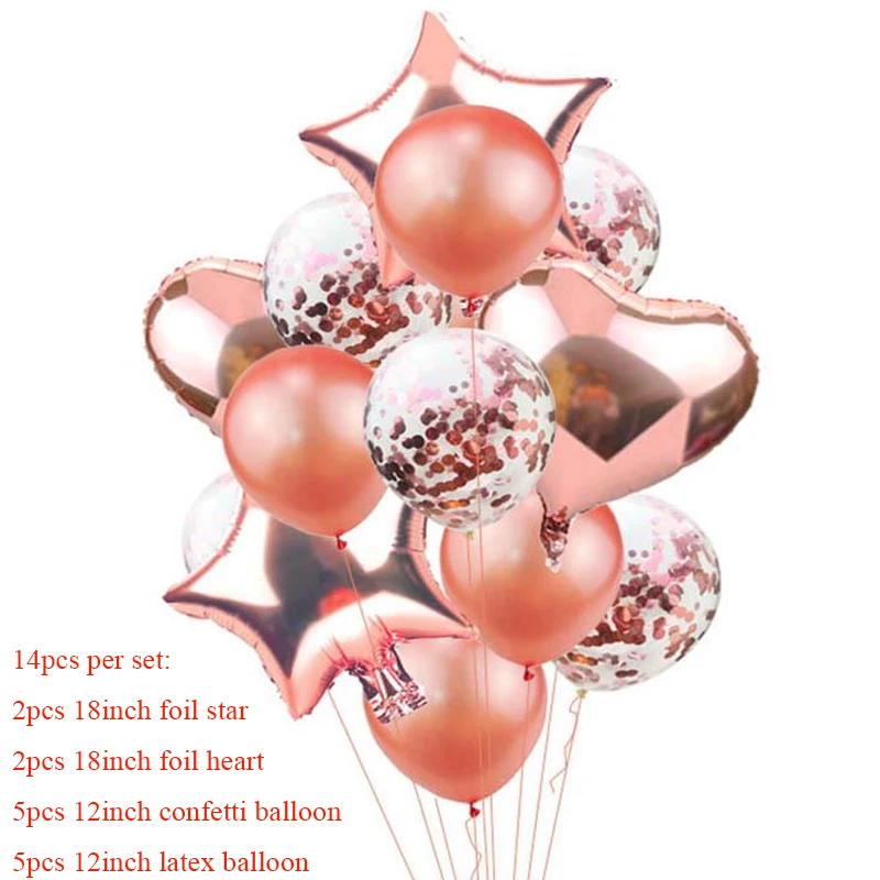 Balonnen rose gold 14 шт. мульти воздушные праздничные надувные шары украшения дети взрослые баллоны свадебный фестиваль балон деко день рождения Balonnen S8XZ - Цвет: Balonnen rose gold