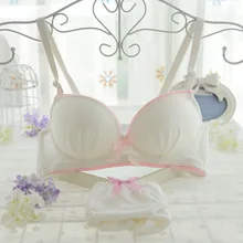 Комплект с бюстгальтером, чашка A/B, 5 однотонных цветов, кружевное нижнее белье для девочек, женское нижнее белье с сердечками, женский бюстгальтер+ трусики на косточках, пуш-ап, B3881