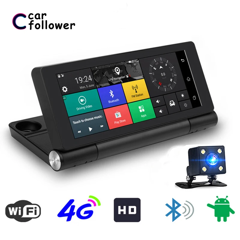 Видеорегистратор автомобильный 7 0 дюйма Full HD 1080P 4G Wi Fi ADAS Android 5 1 GPS навигация