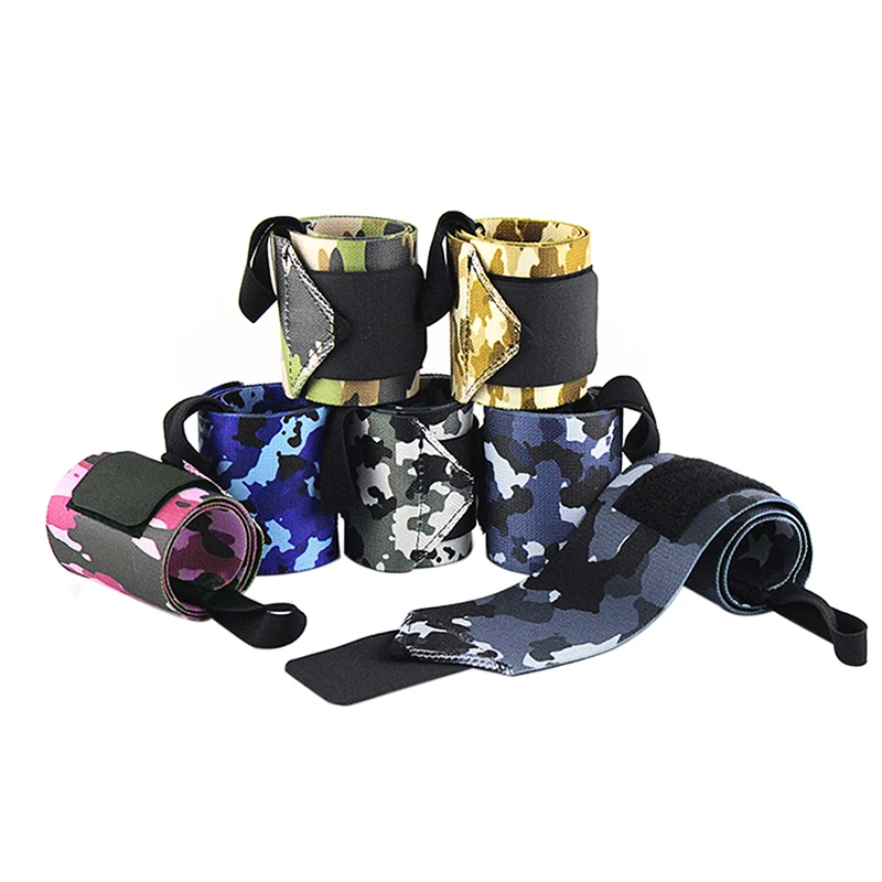 

1 Pair Camo Nylon Wrist Wrap Bracer Elasticity Weightlifting Fitness Crossfit Wrist Support Band Tennis Sports Rock Climbing