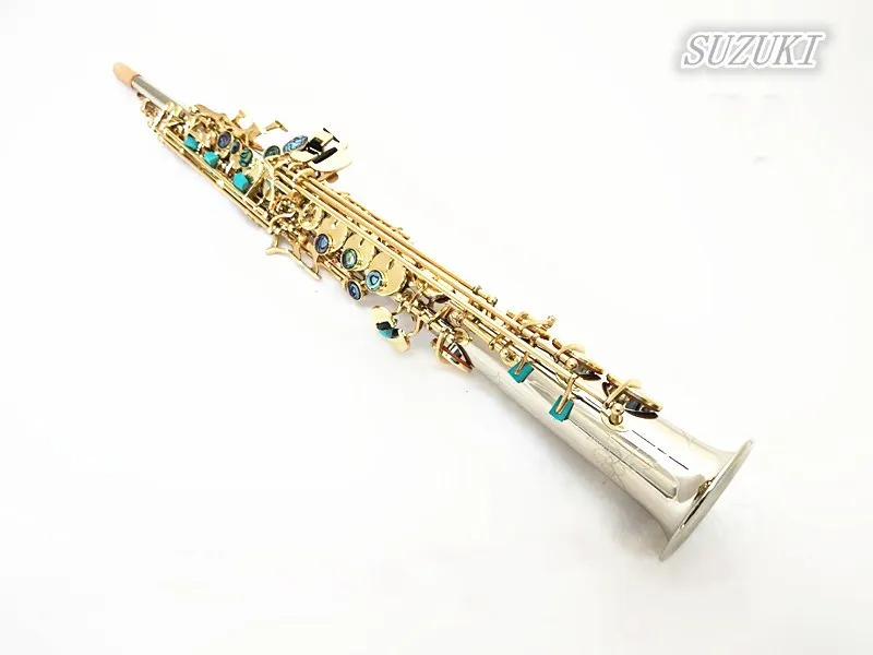 

New arrival straight soprano sax B flat silver instrument saxophone soprano sax case with accessories professional performers