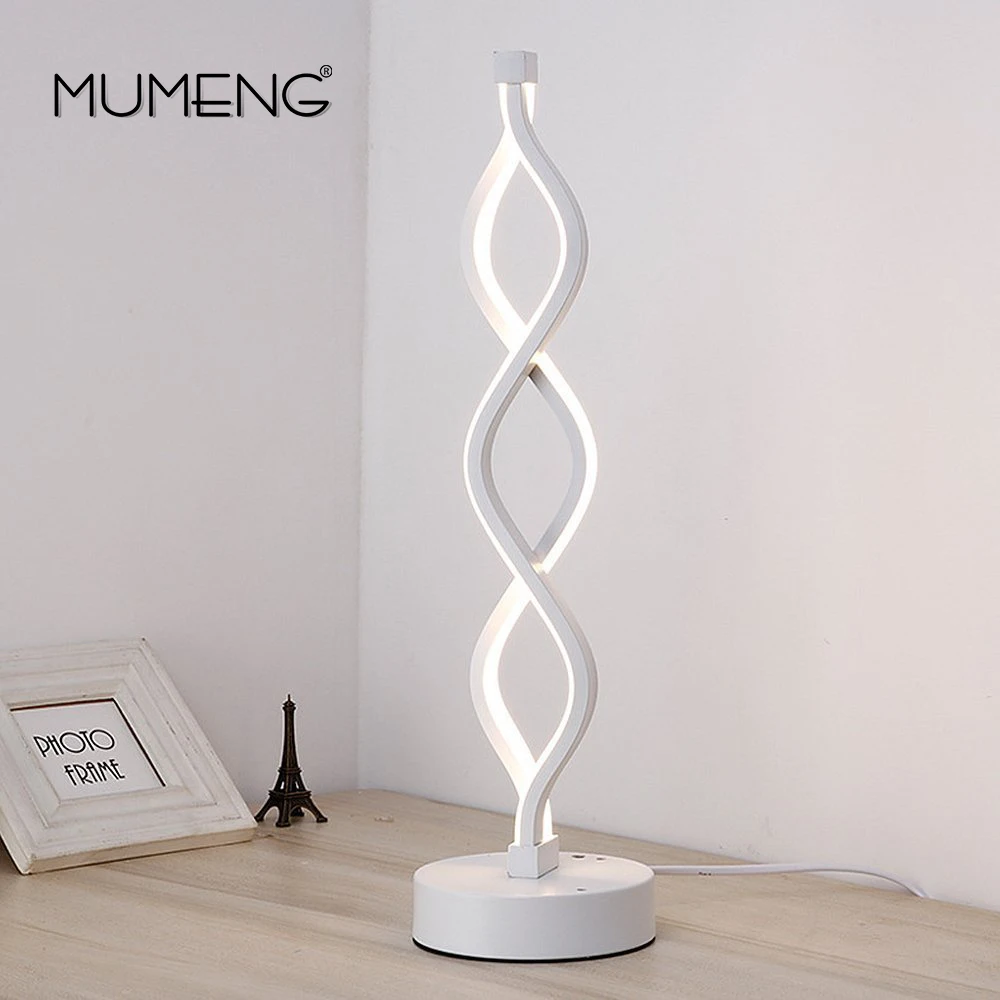 

Modern Creative White Double Wave Table Lamp Light AC 100-240V Dimmable Cold White Desk Light For Living Room Bedroom Study Room