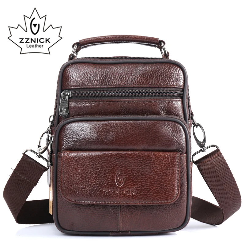 Best ZZNICK 2017 New Arrival Genuine Leather Bags For Men Shoulder Bag Men s Bag Messenger Bag Portfolio flap pocket 8202