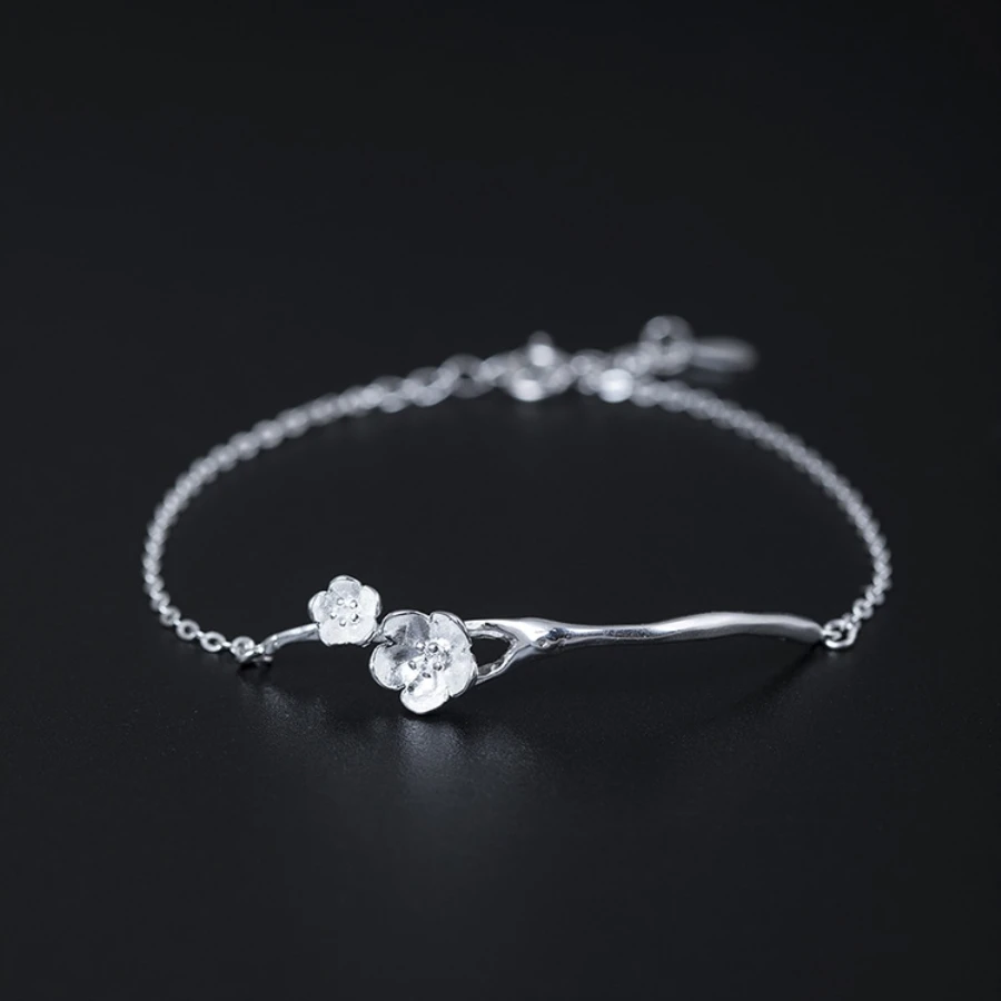 

2019 Original Charms Bracelets 925 Sterling Silver Bracelet 3D Flower Bud Bracelet Bangles for Women Statement Jewelry femme