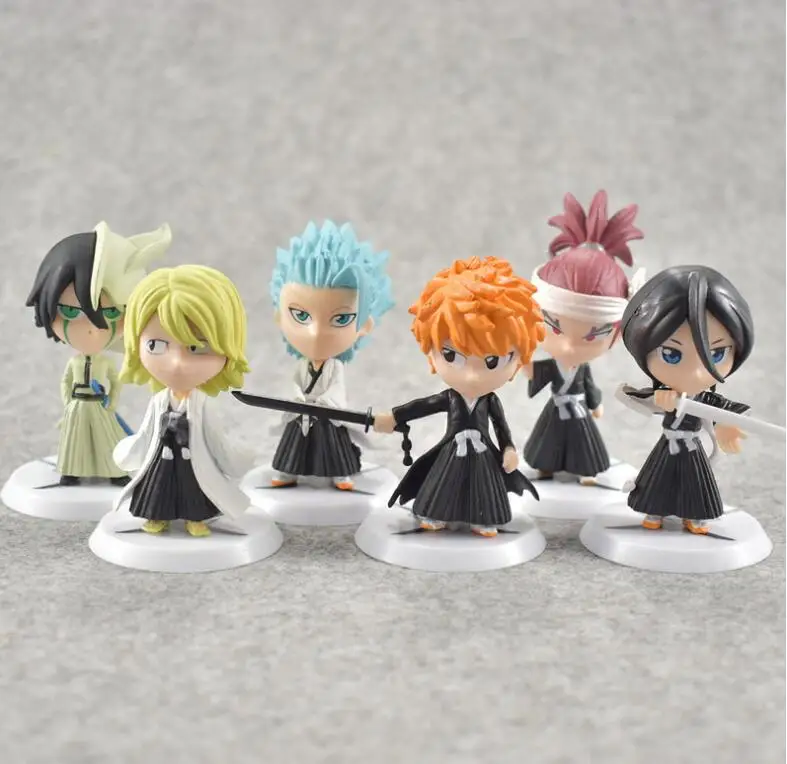 

6pcs/set Anime Bleach Ichigo Ulquiorra cifer Renji Ichimaru Gin Toushirou PVC Figures Toys