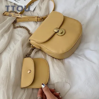 

TTOU Fashion Women Messenger Bags Soft Leather Chain Female Shoulder Bag 2 pcs/set Casual Composite Bag Ladies' Crossbody Bag
