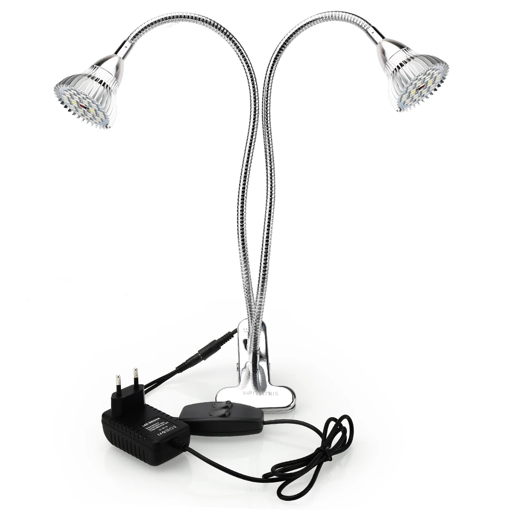 Beste Dual Head Led Licht Groeien met Houder Clip Planten Lampen voor Bloem Hydrocultuur Systeem Indoor Tuin Kas