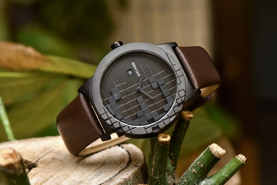 BENYAR Роскошные Брендовые мужские кварцевые аналоговые часы 3D кожаные часы мужские армейские военные виды спорта наручные часы Relogio Masculino