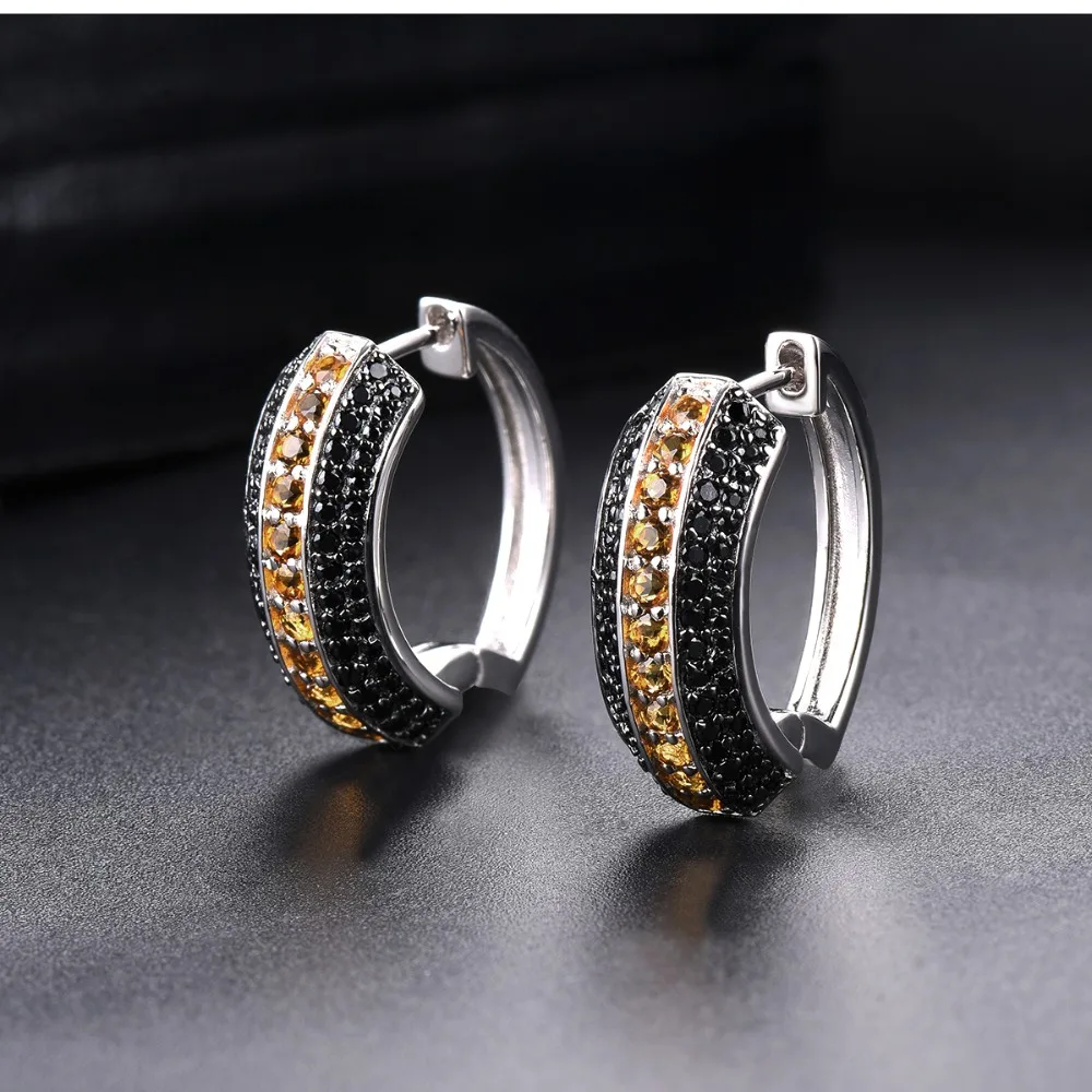Hutang кольцо серьги Ювелирные наборы натуральный много драгоценных камней Цитрин Черный шпинель 925 пробы серебро ювелирные изделия для женщин