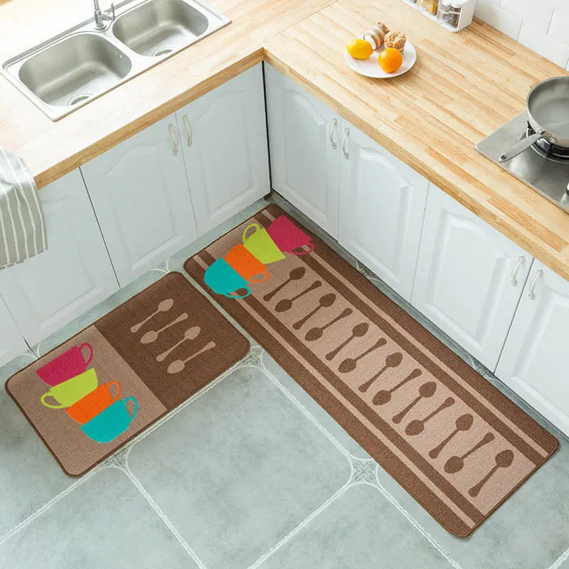 2pcs Set Kitchen Mat Non Slip Kitchen Floor Mats Chef Hat Plate